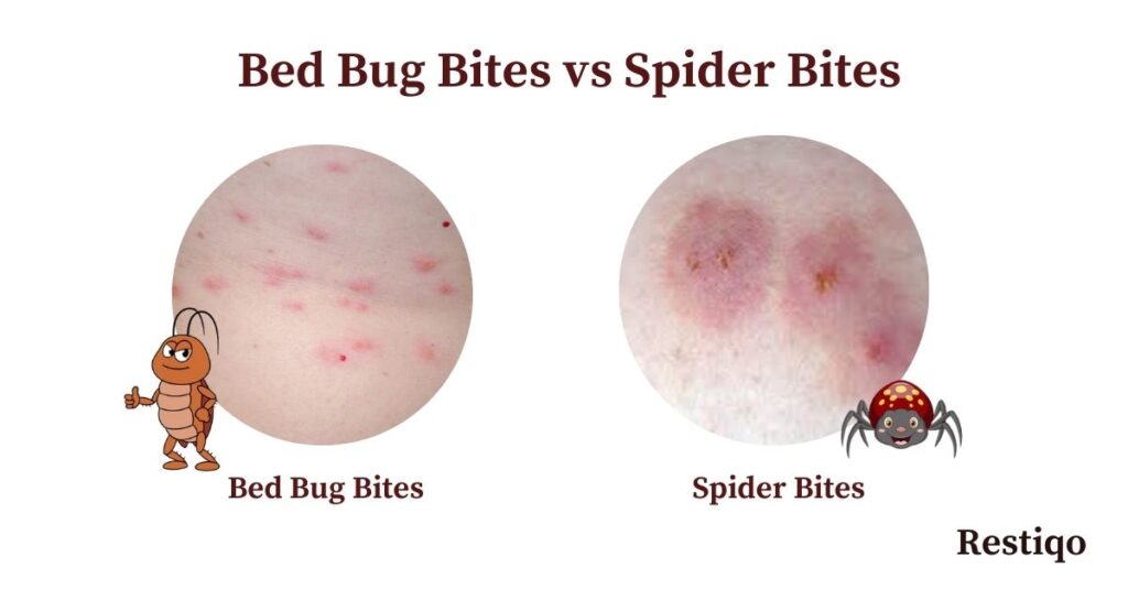 An image showing the difference between bed bug bites and spider bites