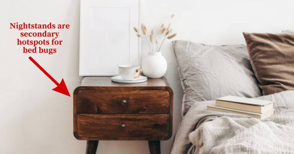 An image showing a nightstand which bed bugs can use as a hiding spot